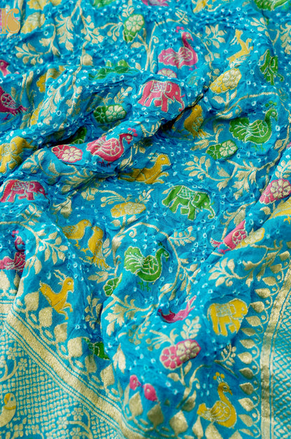 Banarasi Bandhani Georgette Shikargah Dupatta