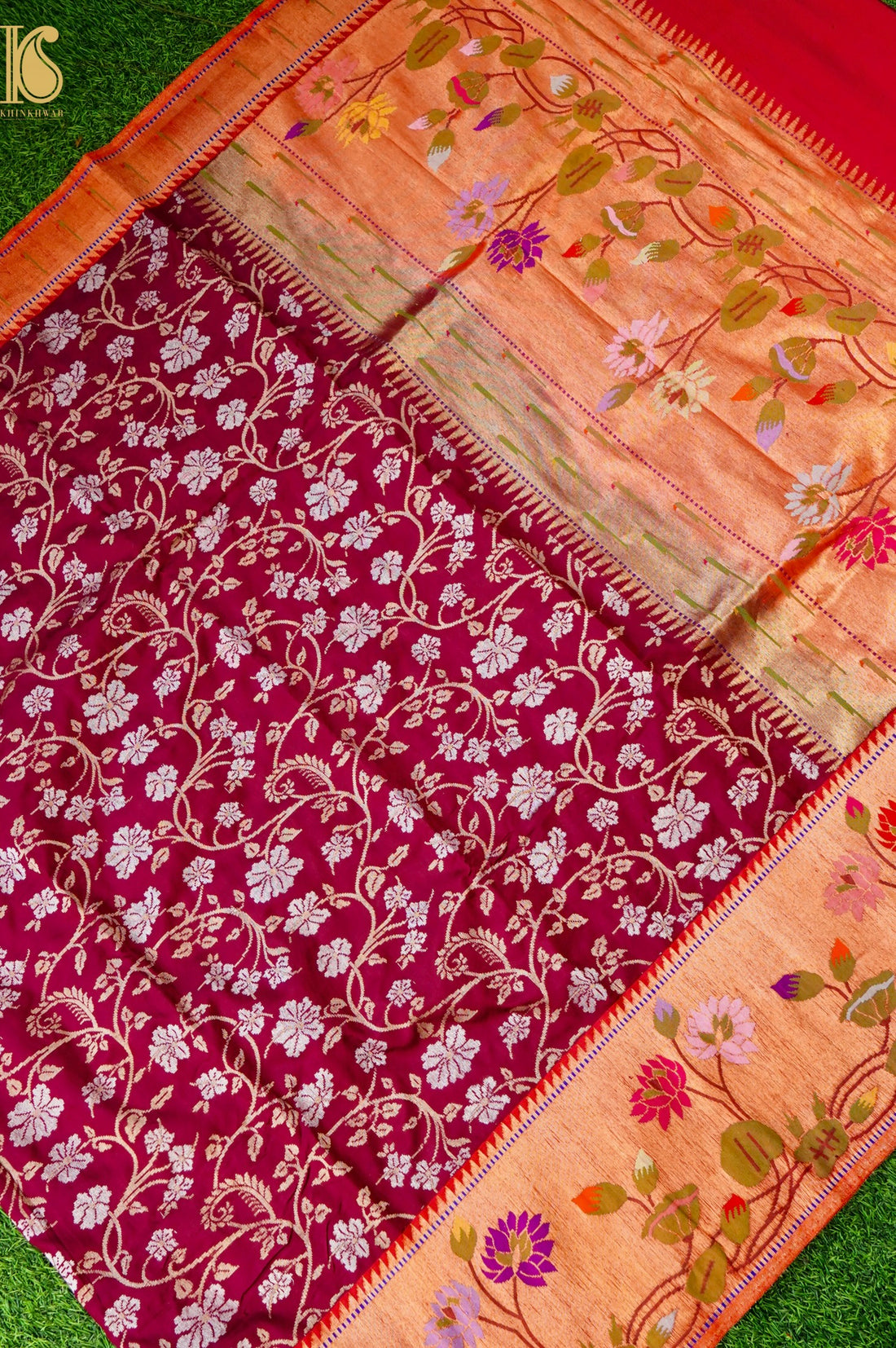 Handloom Banarasi Katan Silk Ektara Saree with Meenakari Border