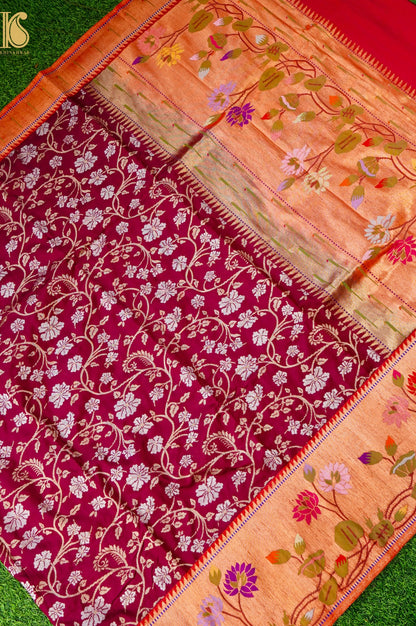 Handloom Banarasi Katan Silk Ektara Saree with Meenakari Border