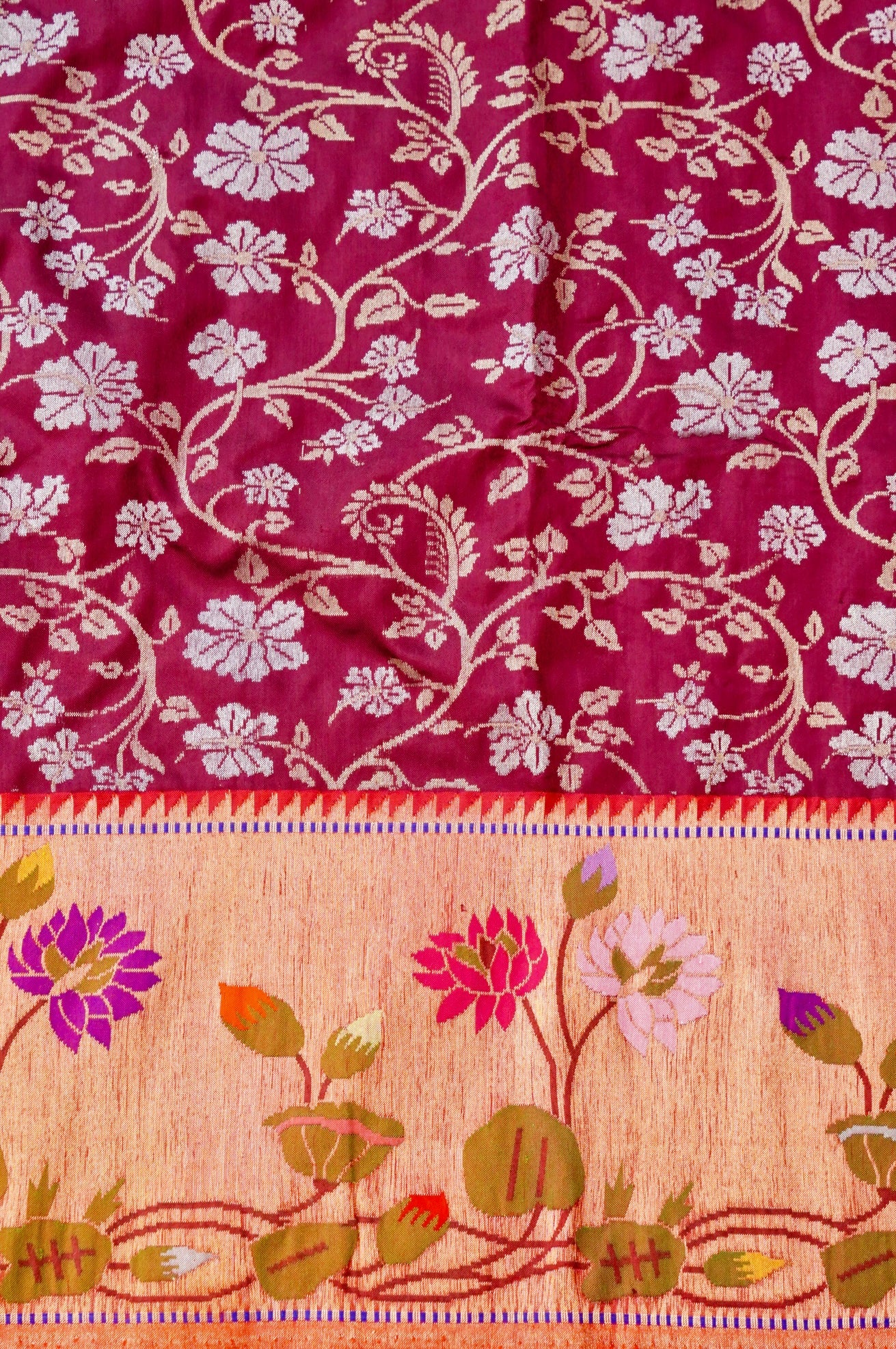 Handloom Banarasi Katan Silk Ektara Saree with Meenakari Border