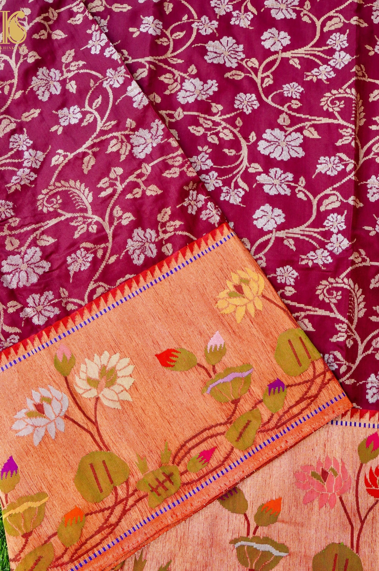 Handloom Banarasi Katan Silk Ektara Saree with Meenakari Border