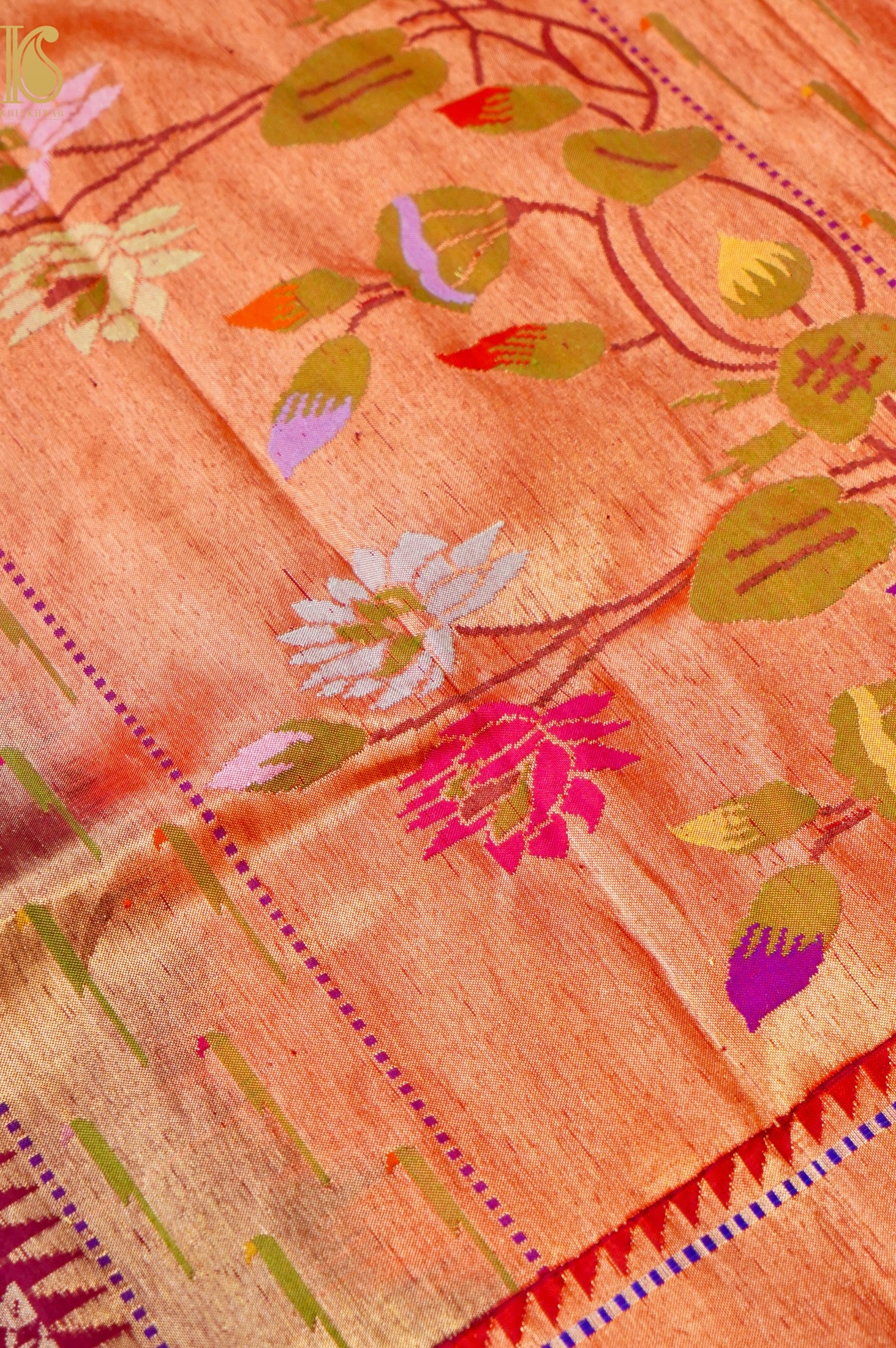 Handloom Banarasi Katan Silk Ektara Saree with Meenakari Border