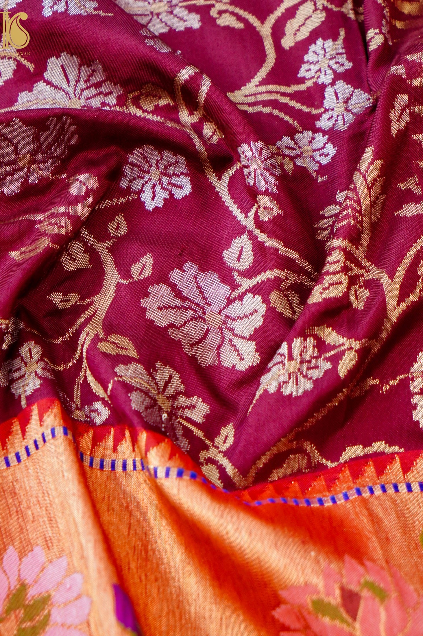Handloom Banarasi Katan Silk Ektara Saree with Meenakari Border