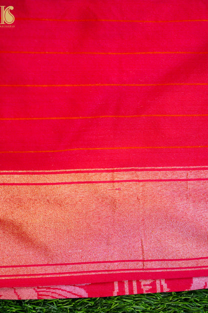 Handloom Pure Katan Silk Green Shikargah Banarasi Saree