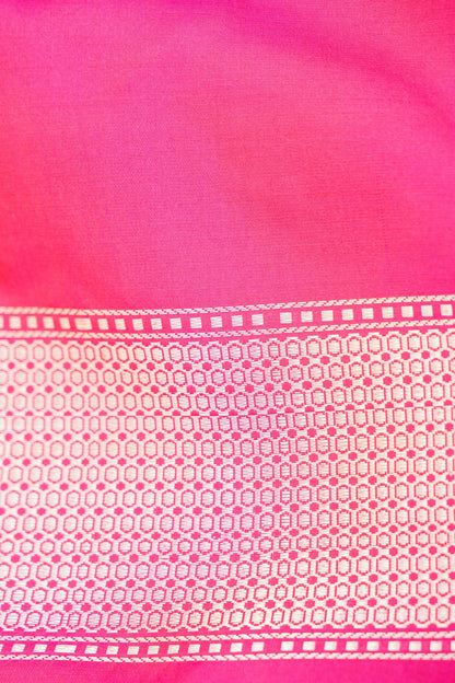 Pure Katan Silk Kadwa Meenakari Diamond Jaal Banarasi Saree in Hot Pink