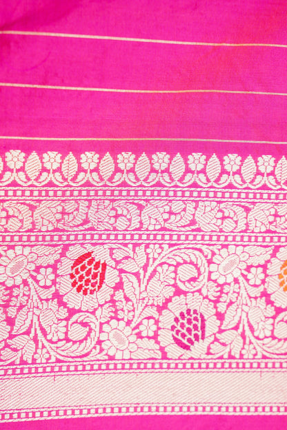 Pure Katan Silk Kadiyal Charkhana Meenakari Border Banarasi Saree in Black