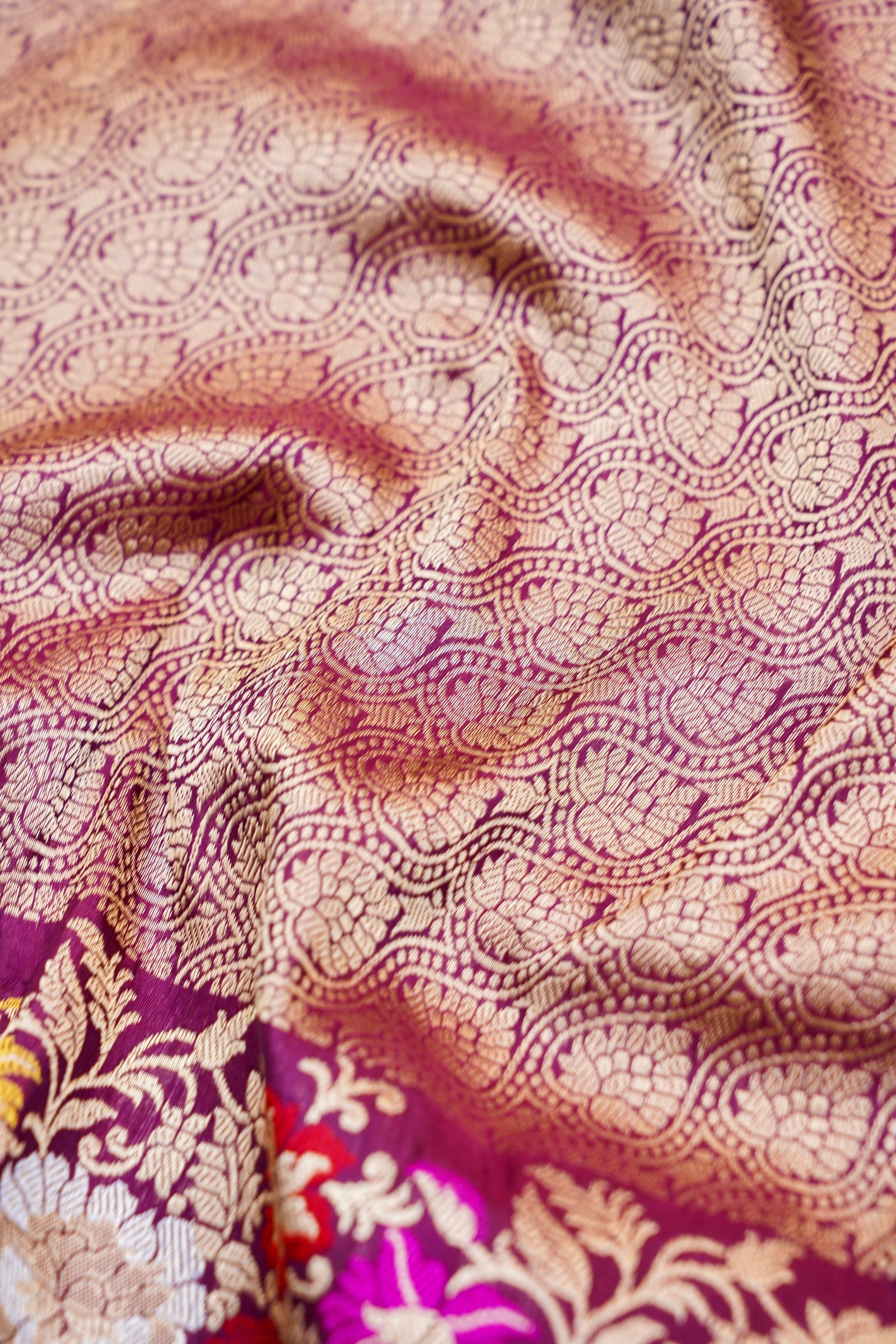 Pure Katan Silk Alfi Tanchoi Banarasi Saree in Deep Magenta Purple