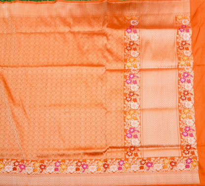 Pure Katan Silk Alfi Tanchoi Banarasi Saree in Peach Orange