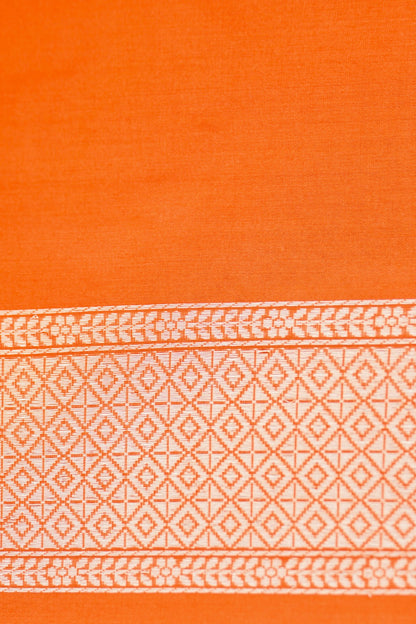 Pure Katan Silk Alfi Tanchoi Banarasi Saree in Peach Orange