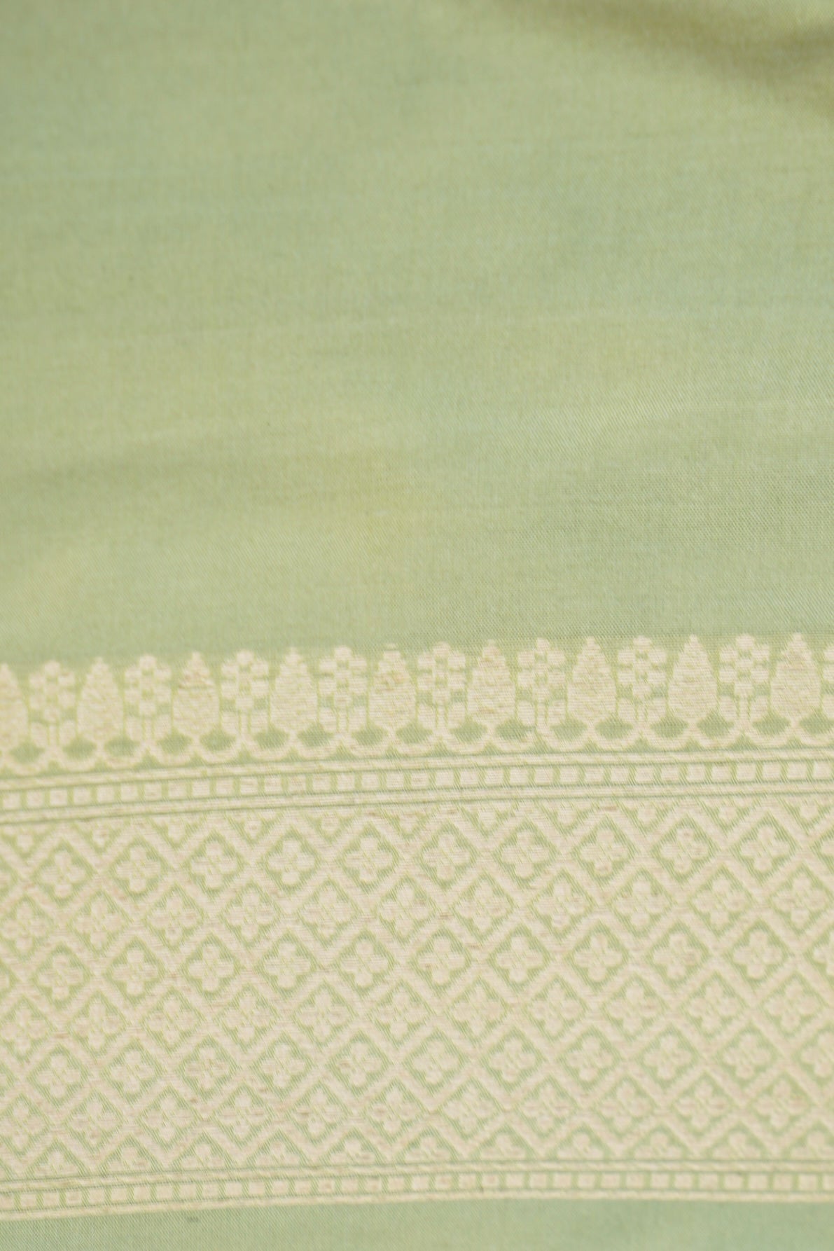 Pure Katan Silk Alfi Meenakari Phulwar Border Banarasi Saree in Sage Green