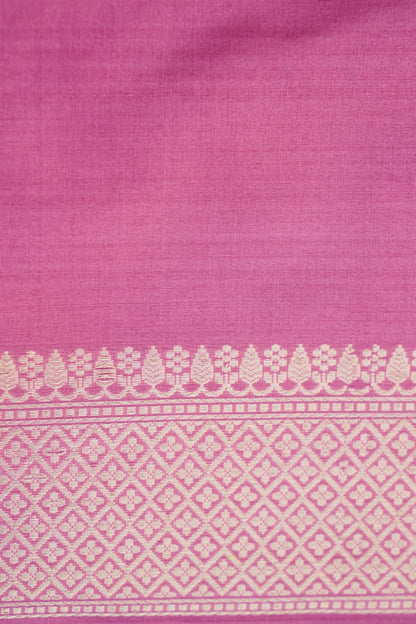 Pure Katan Silk Alfi Meenakari Phulwar Border Banarasi Saree in Mauve Pink