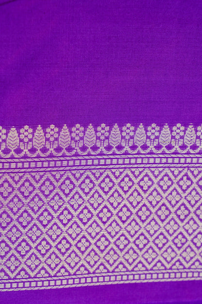 Pure Katan Silk Alfi Meenakari Phulwar Border Banarasi Saree in Royal Purple