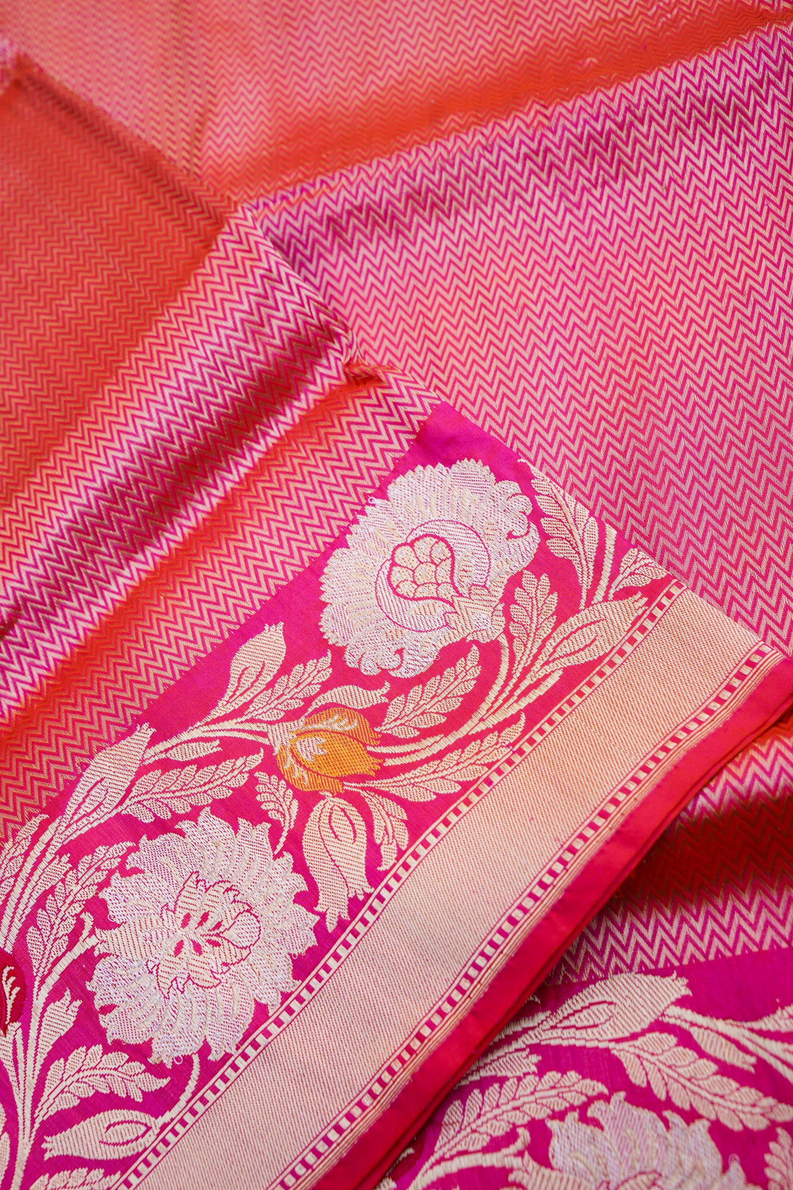Pure Katan Silk Alfi Tanchoi Banarasi Saree in Dark Pink
