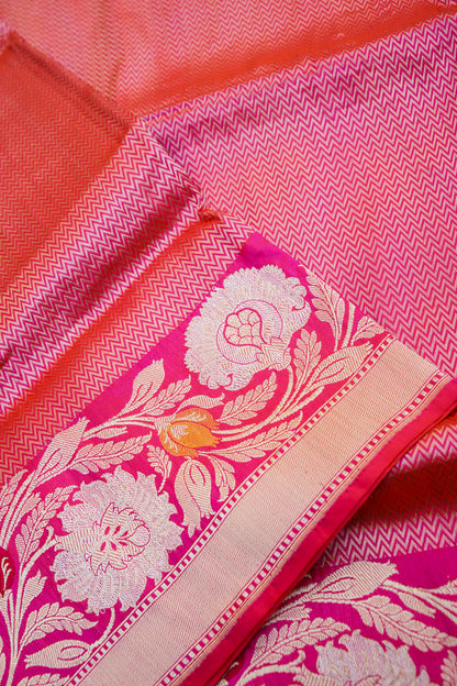 Pure Katan Silk Alfi Tanchoi Banarasi Saree in Dark Pink