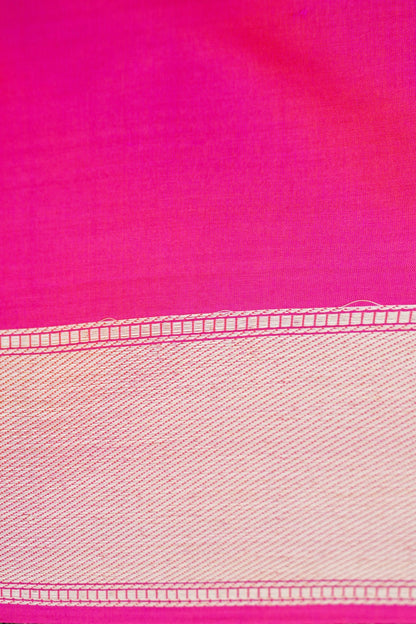 Pure Katan Silk Alfi Tanchoi Banarasi Saree in Dark Pink
