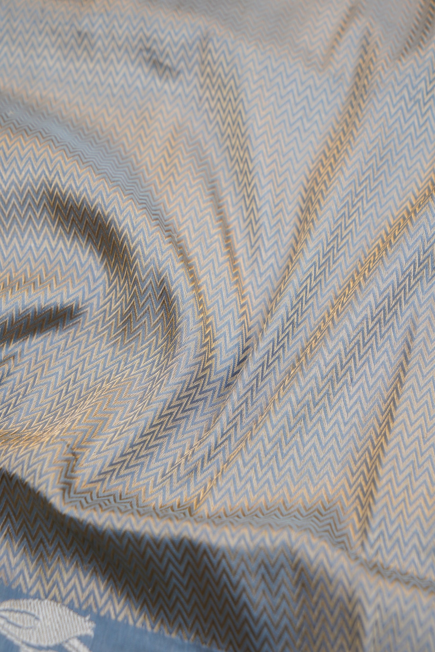 Pure Katan Silk Alfi Tanchoi Banarasi Saree in Warm Grey