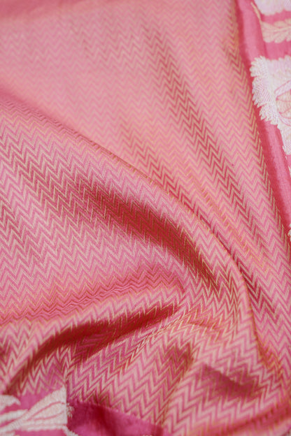 Pure Katan Silk Alfi Tanchoi Banarasi Saree in Dusty Rose