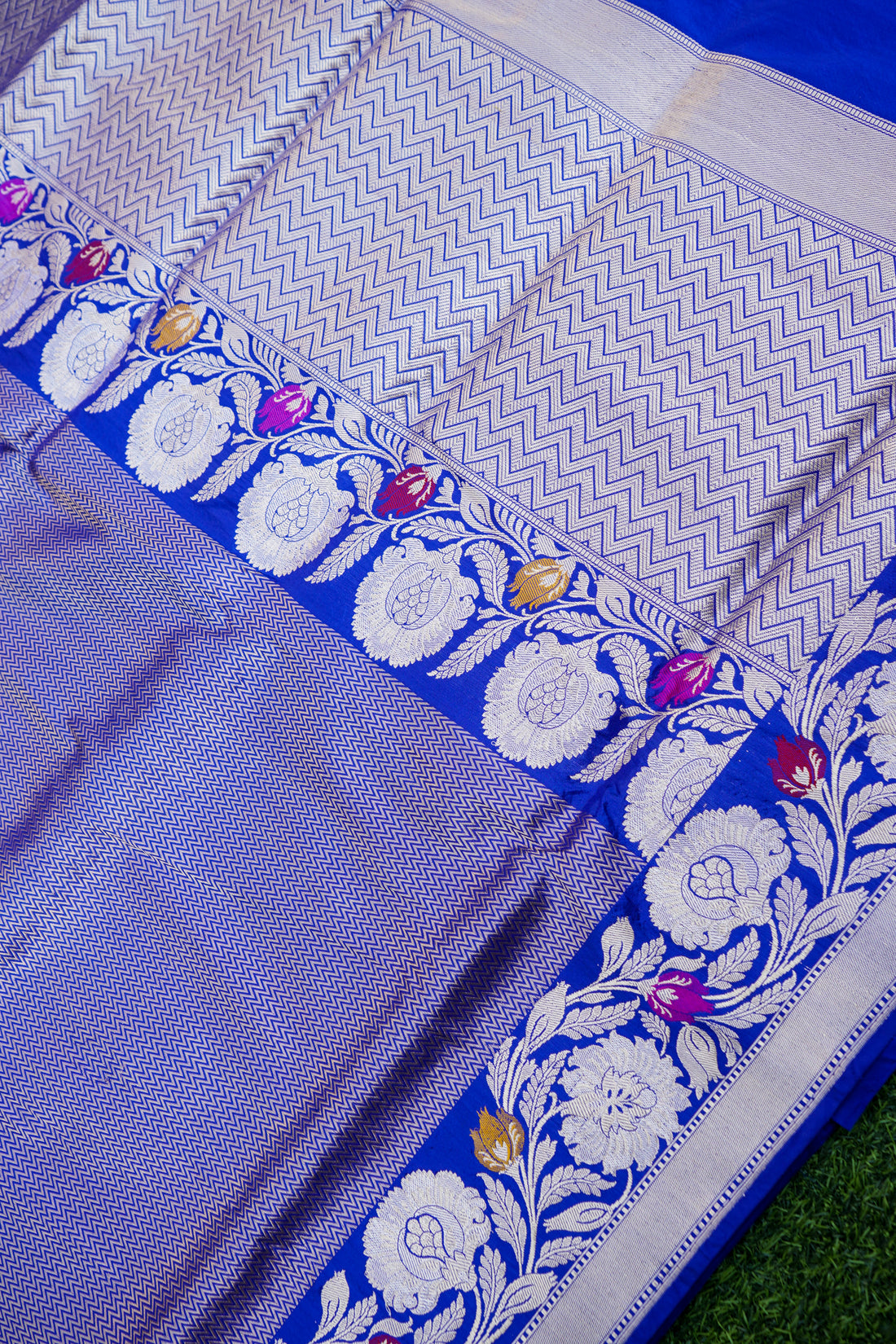 Pure Katan Silk Alfi Tanchoi Banarasi Saree in Royal Blue
