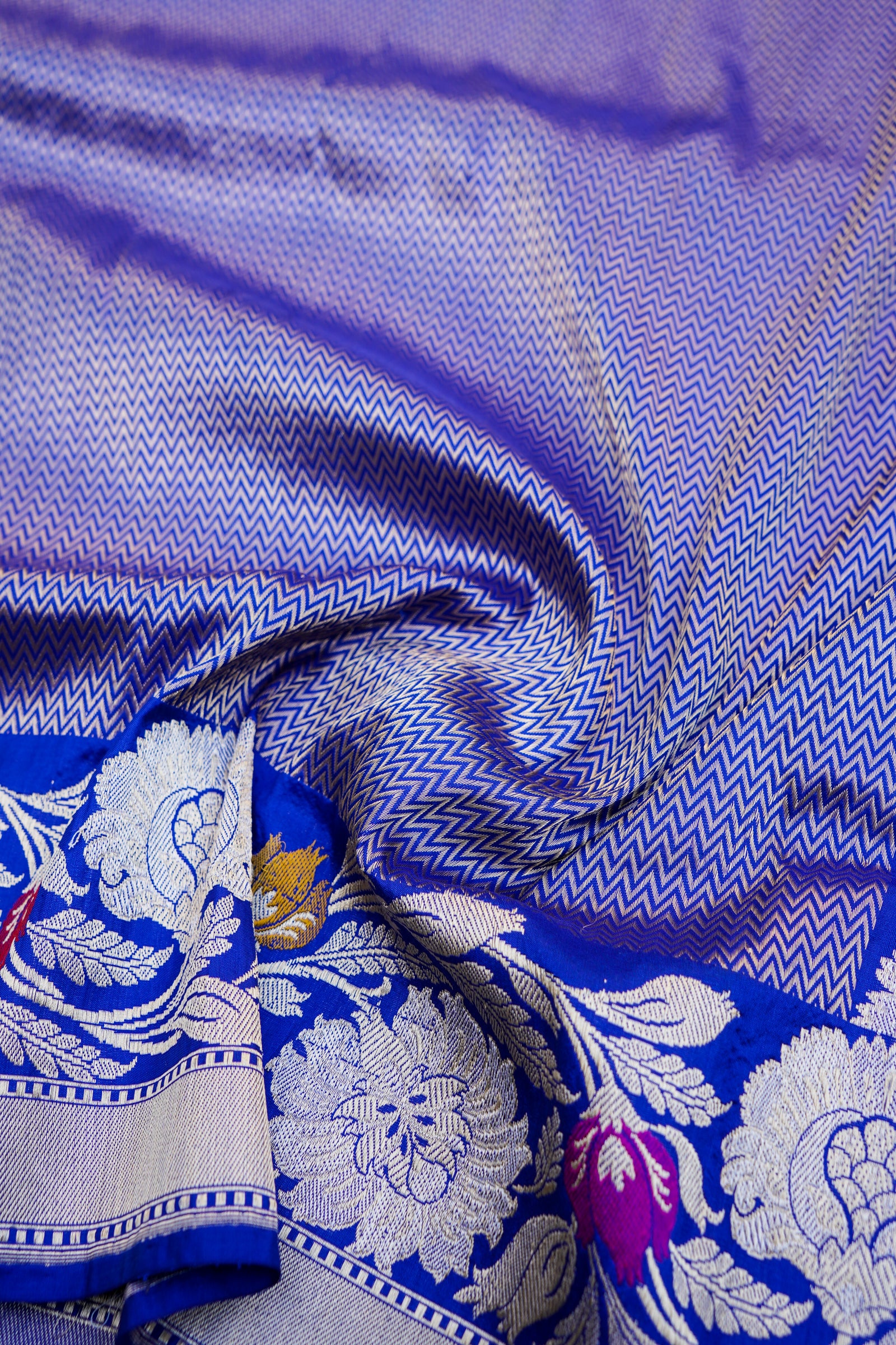 Pure Katan Silk Alfi Tanchoi Banarasi Saree in Royal Blue