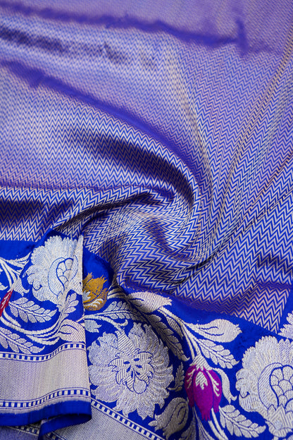 Pure Katan Silk Alfi Tanchoi Banarasi Saree in Royal Blue