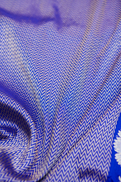 Pure Katan Silk Alfi Tanchoi Banarasi Saree in Royal Blue