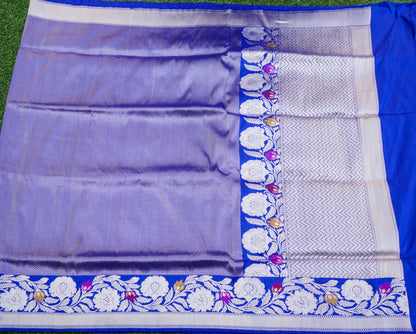 Pure Katan Silk Alfi Tanchoi Banarasi Saree in Royal Blue