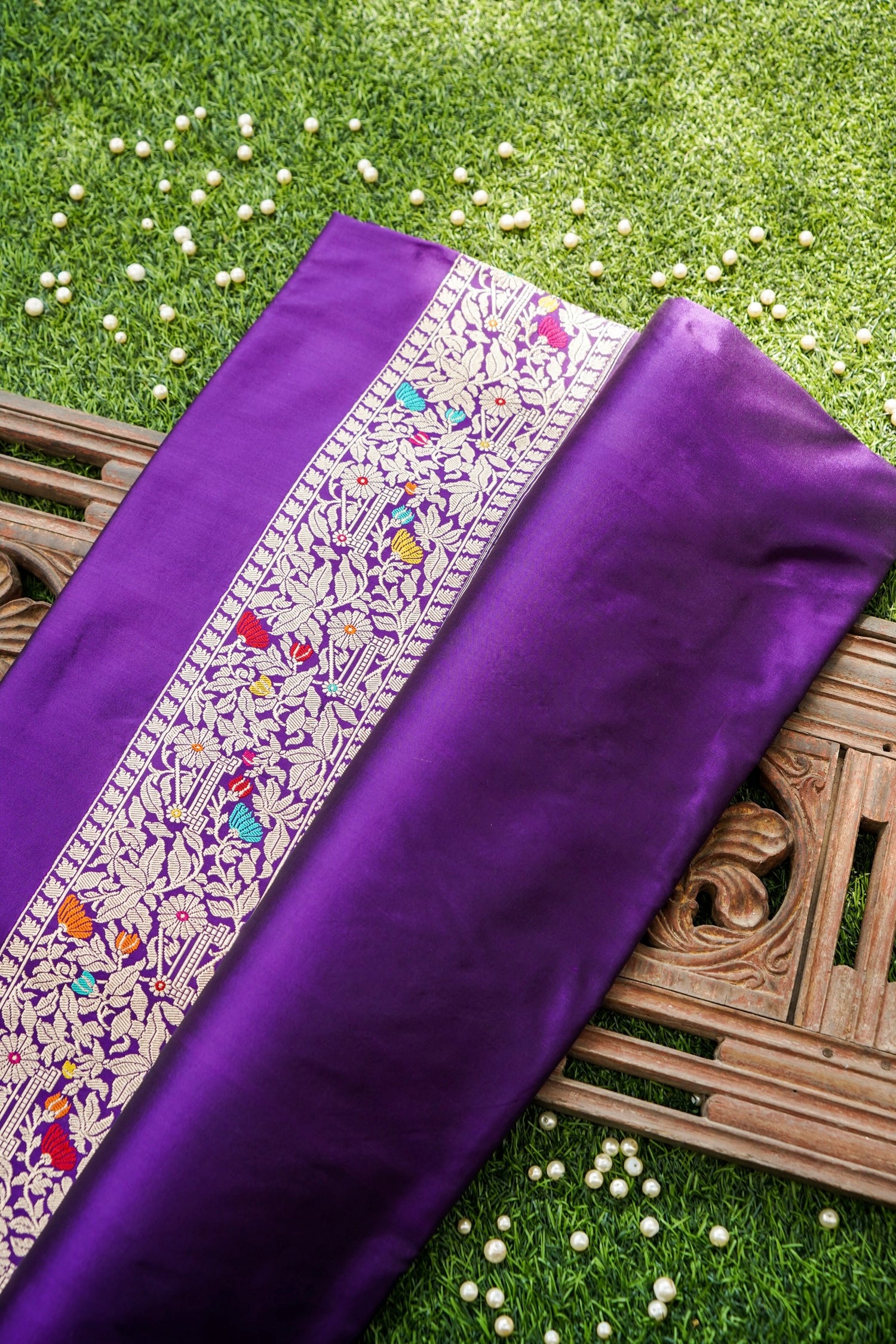Pure Katan Silk Kadwa Meenakari Banarasi Saree in Royal Purple