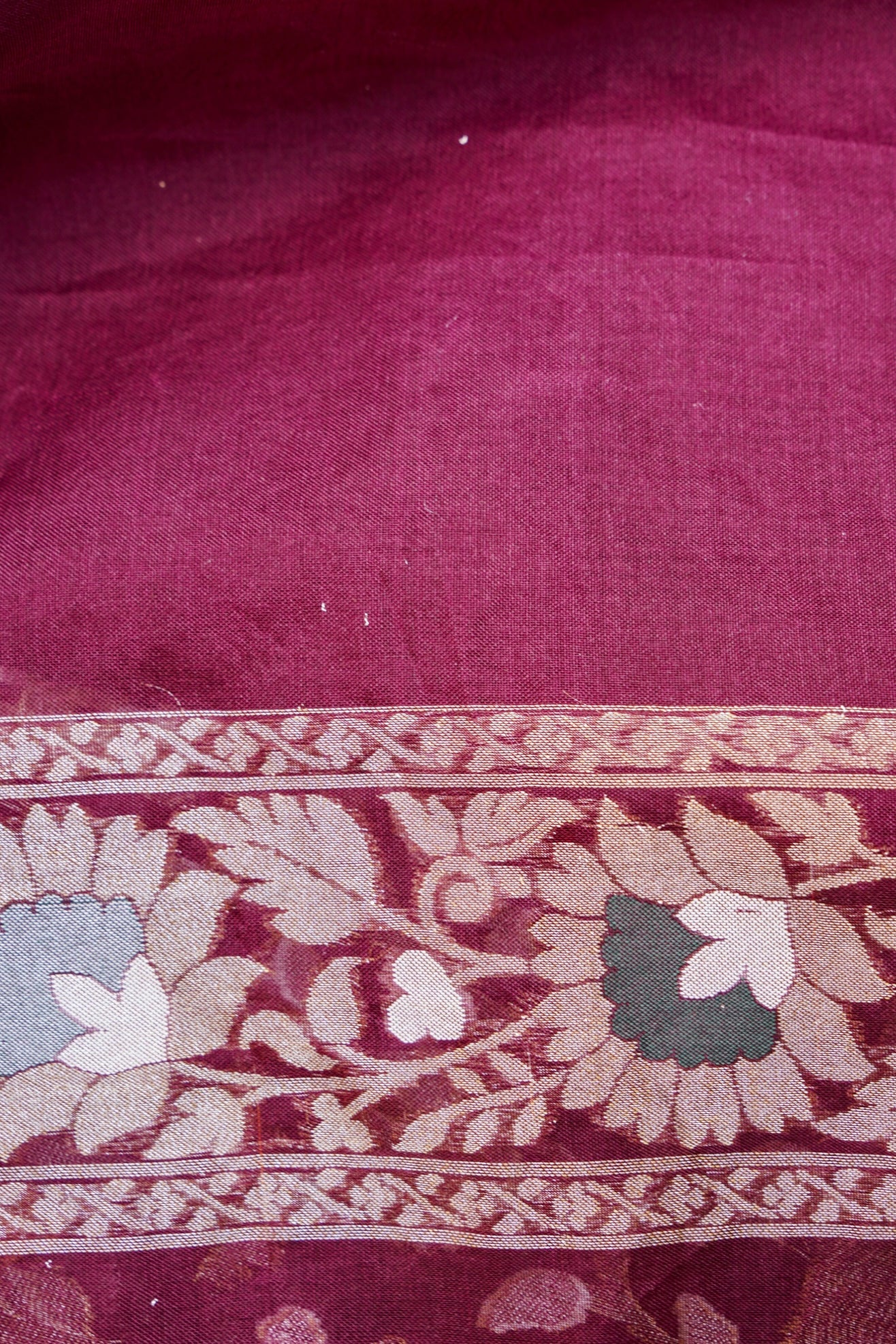 Pure Kora Silk Ektara Jamdani Mehrab Jaal Banarasi Saree in Deep Wine