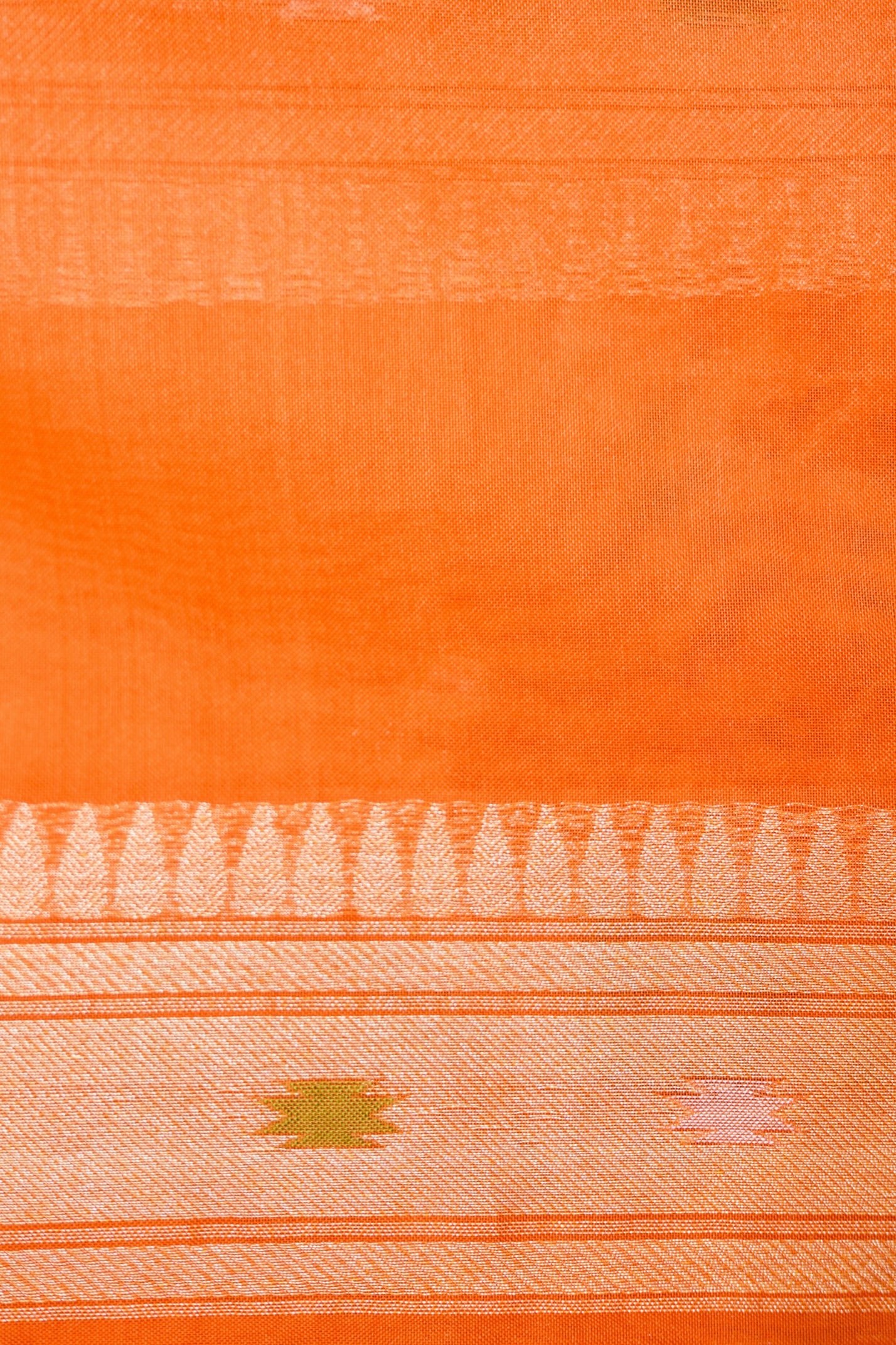 Pure Kora Silk Ektara Jamdani Meenakari Jaal Banarasi Saree in Tangerine Orange