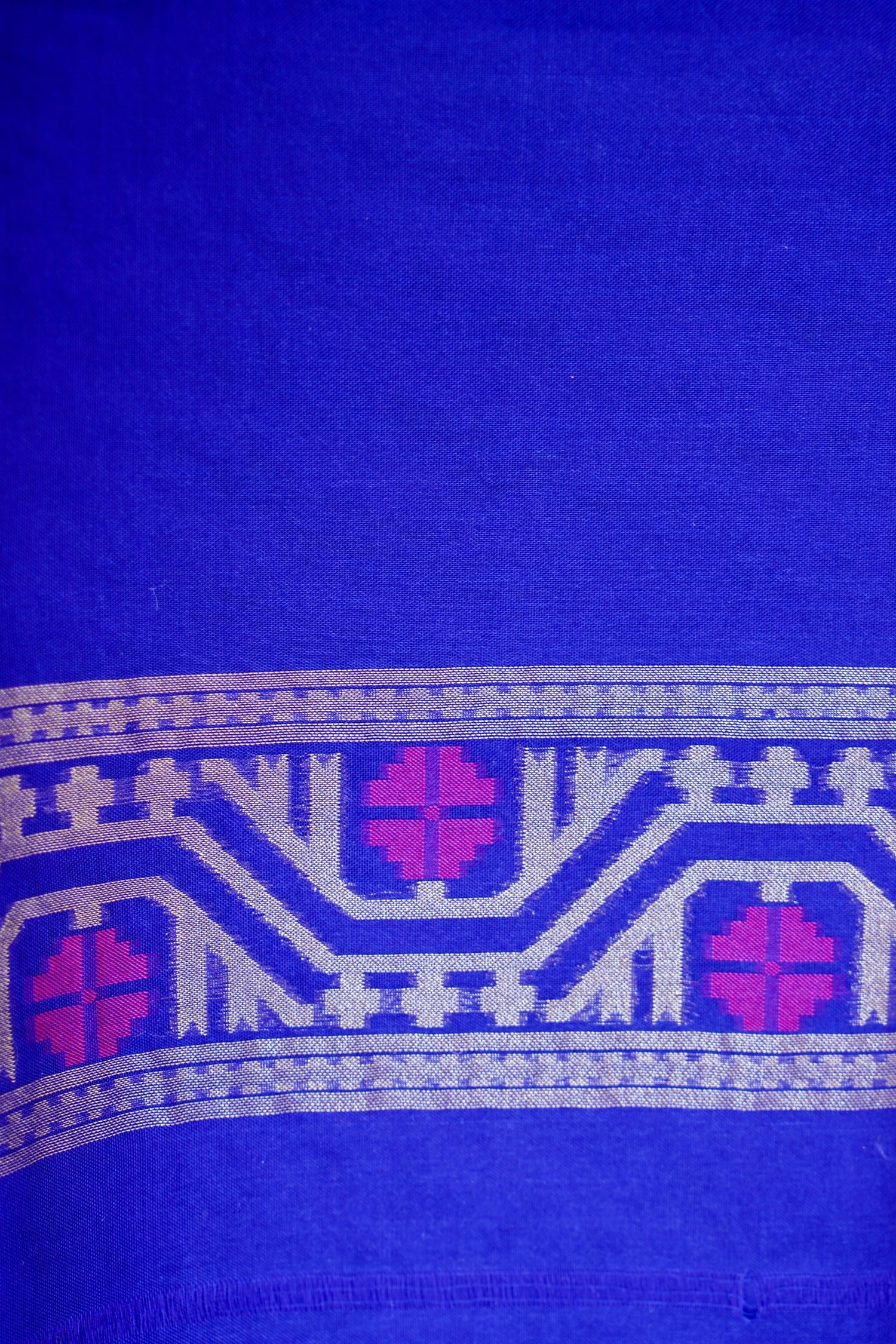 Pure Kora Silk Ektara Jamdani Jaal Banarasi Saree in Royal Blue