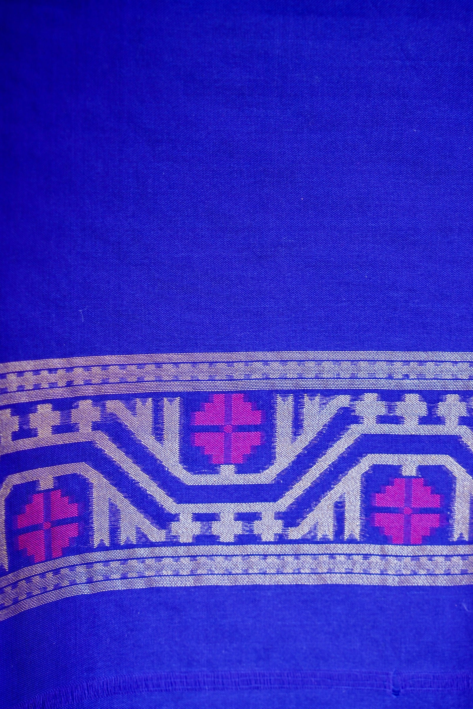 Pure Kora Silk Ektara Jamdani Jaal Banarasi Saree in Royal Blue