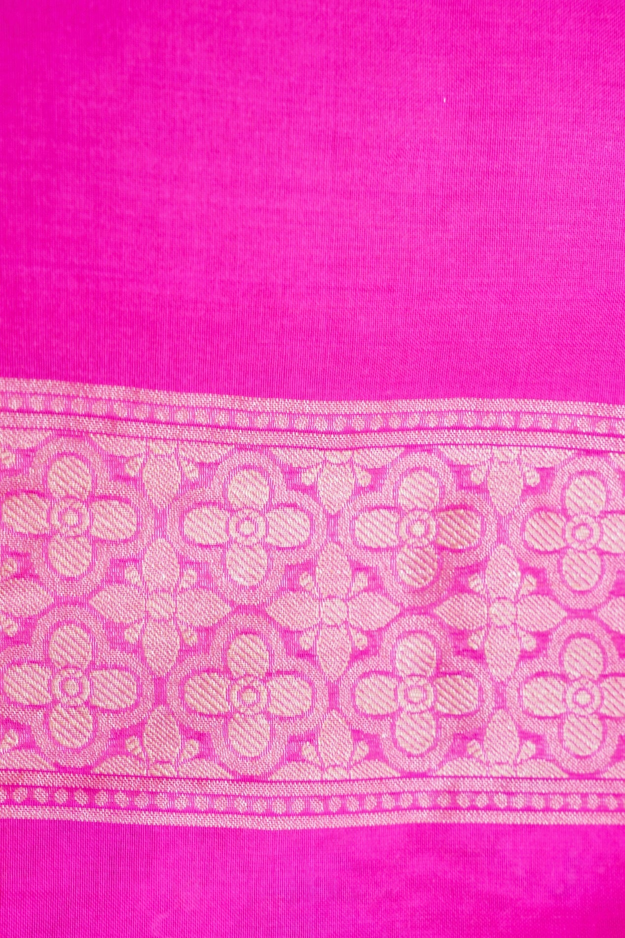 Pure Kora Silk Ektara Jamdani Banarasi Saree in Rani Pink