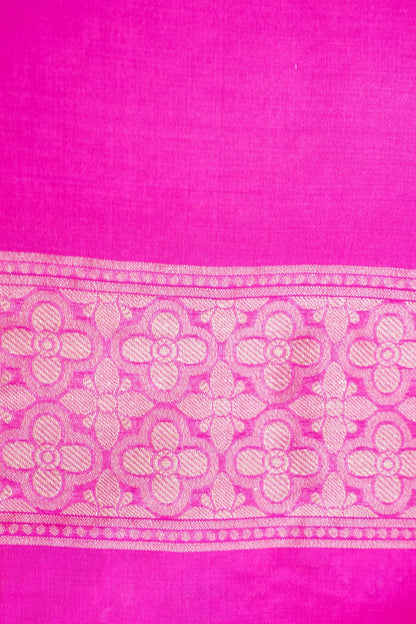 Pure Kora Silk Ektara Jamdani Banarasi Saree in Rani Pink