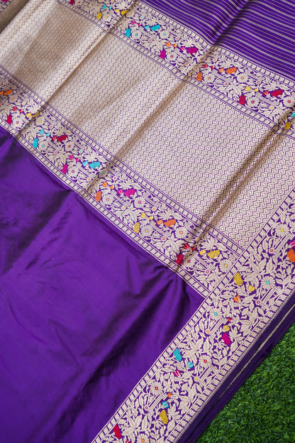 Pure Katan Silk Kadwa Meenakari Banarasi Saree in Royal Purple
