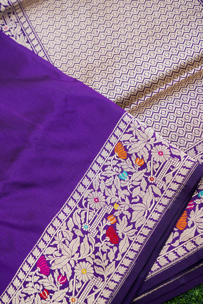 Pure Katan Silk Kadwa Meenakari Banarasi Saree in Royal Purple