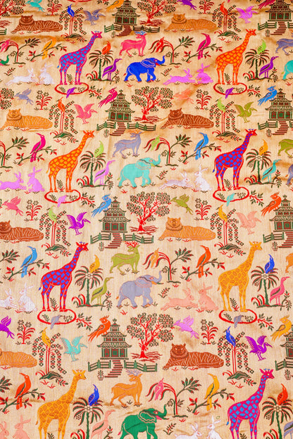 Handwoven Banarasi Katan Silk Kadwa Shikargah Saree