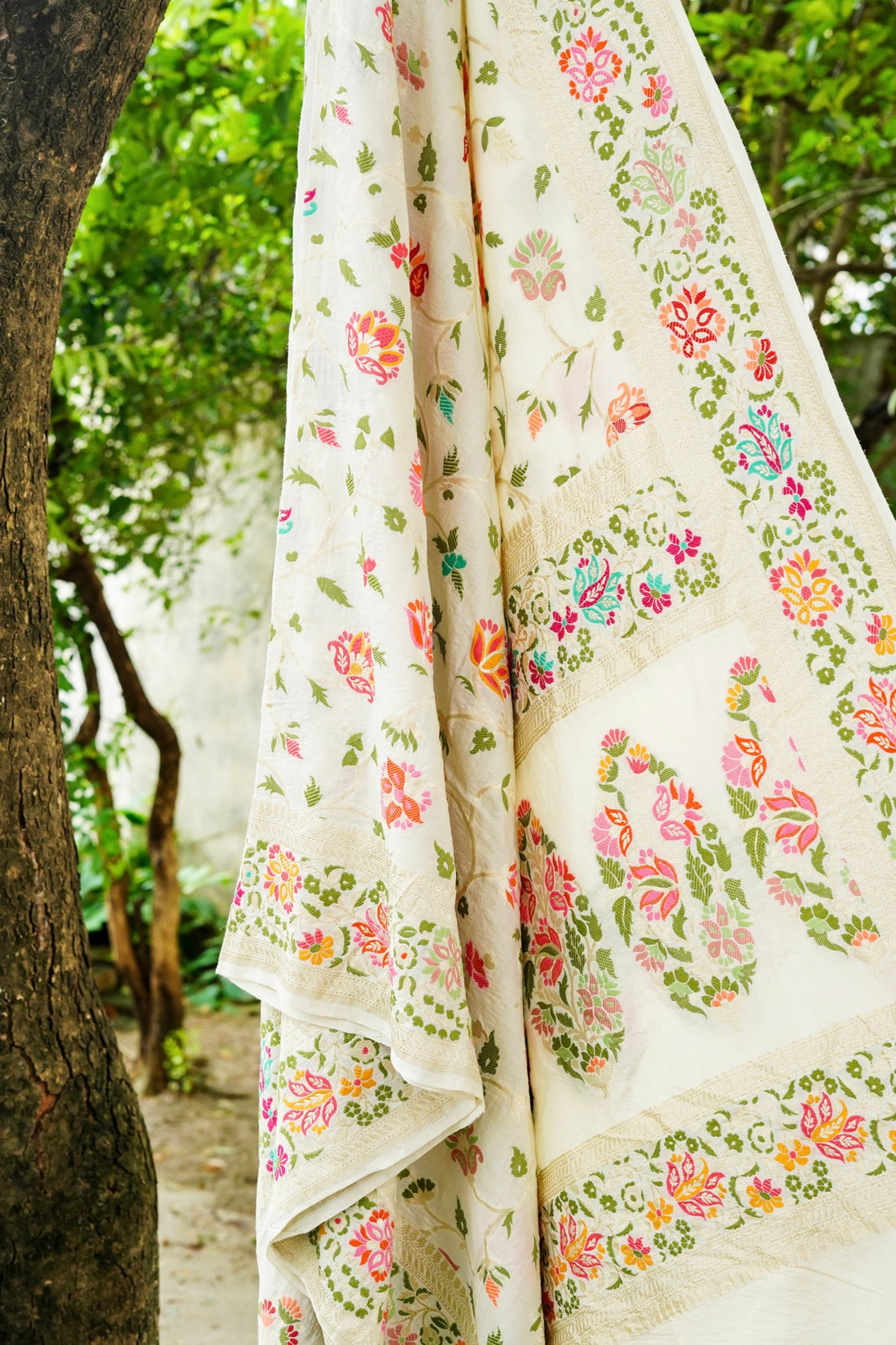 Handloom Moonga Silk Meenakari Banarasi Dupatta