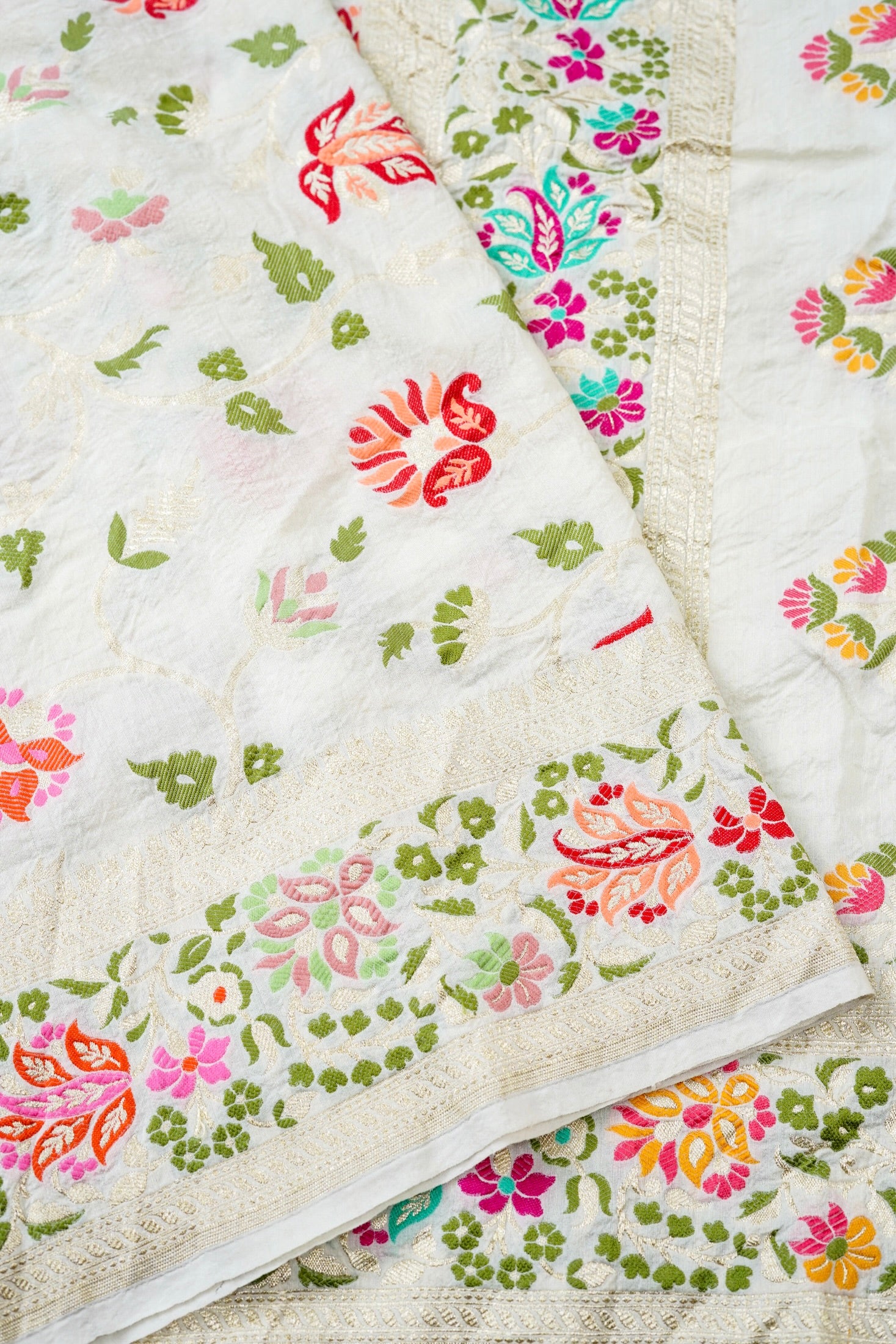 Handloom Moonga Silk Meenakari Banarasi Dupatta
