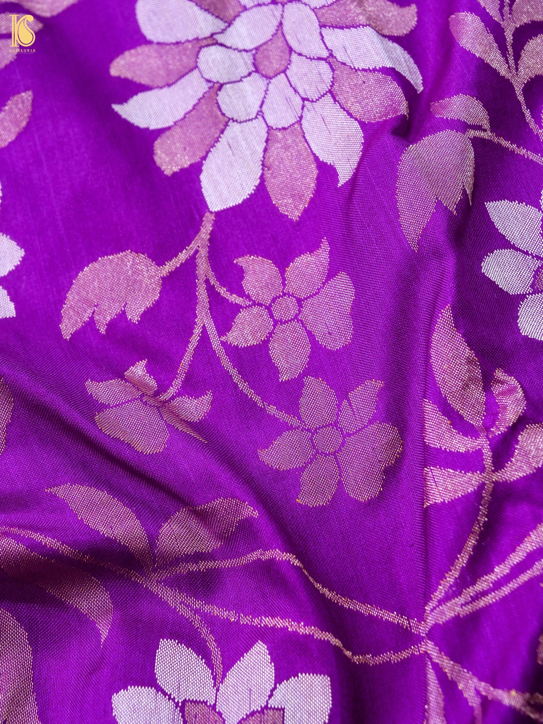 Banarasi Katan Silk Jamdani Saree in Violet Purple