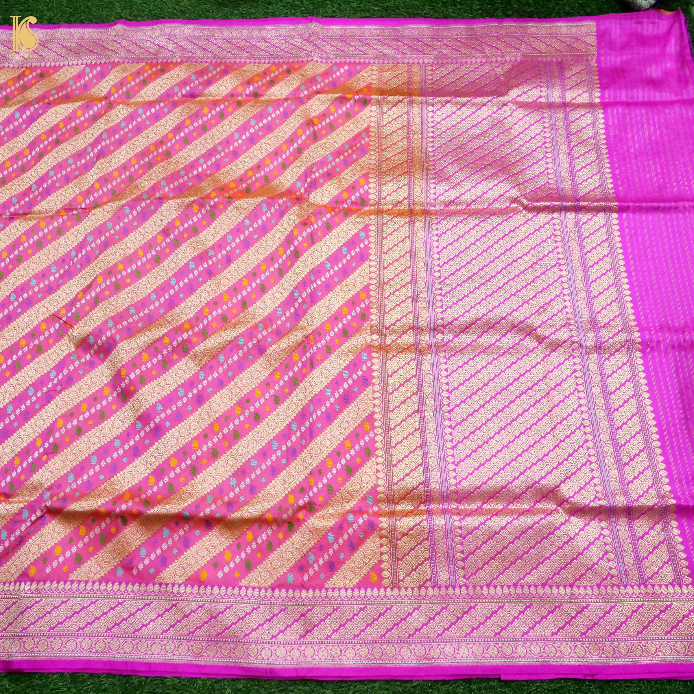 Banarasi Katan Silk Kadwa Handwoven Saree in Rose Pink