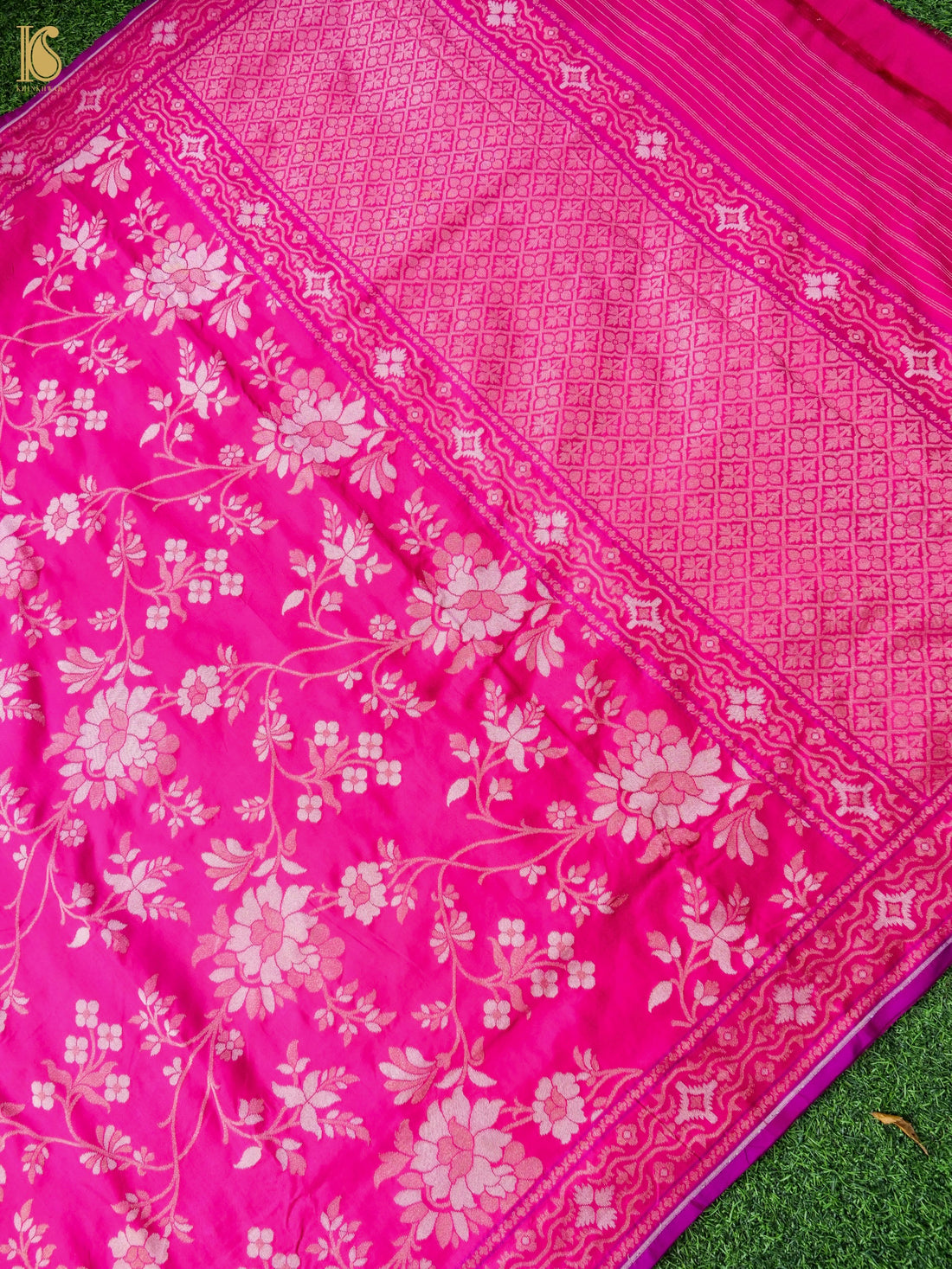 Banarasi Katan Silk Jamdani Saree in Fuchsia Pink