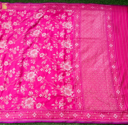Banarasi Katan Silk Jamdani Saree in Fuchsia Pink