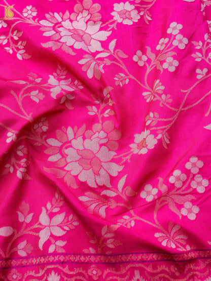 Banarasi Katan Silk Jamdani Saree in Fuchsia Pink