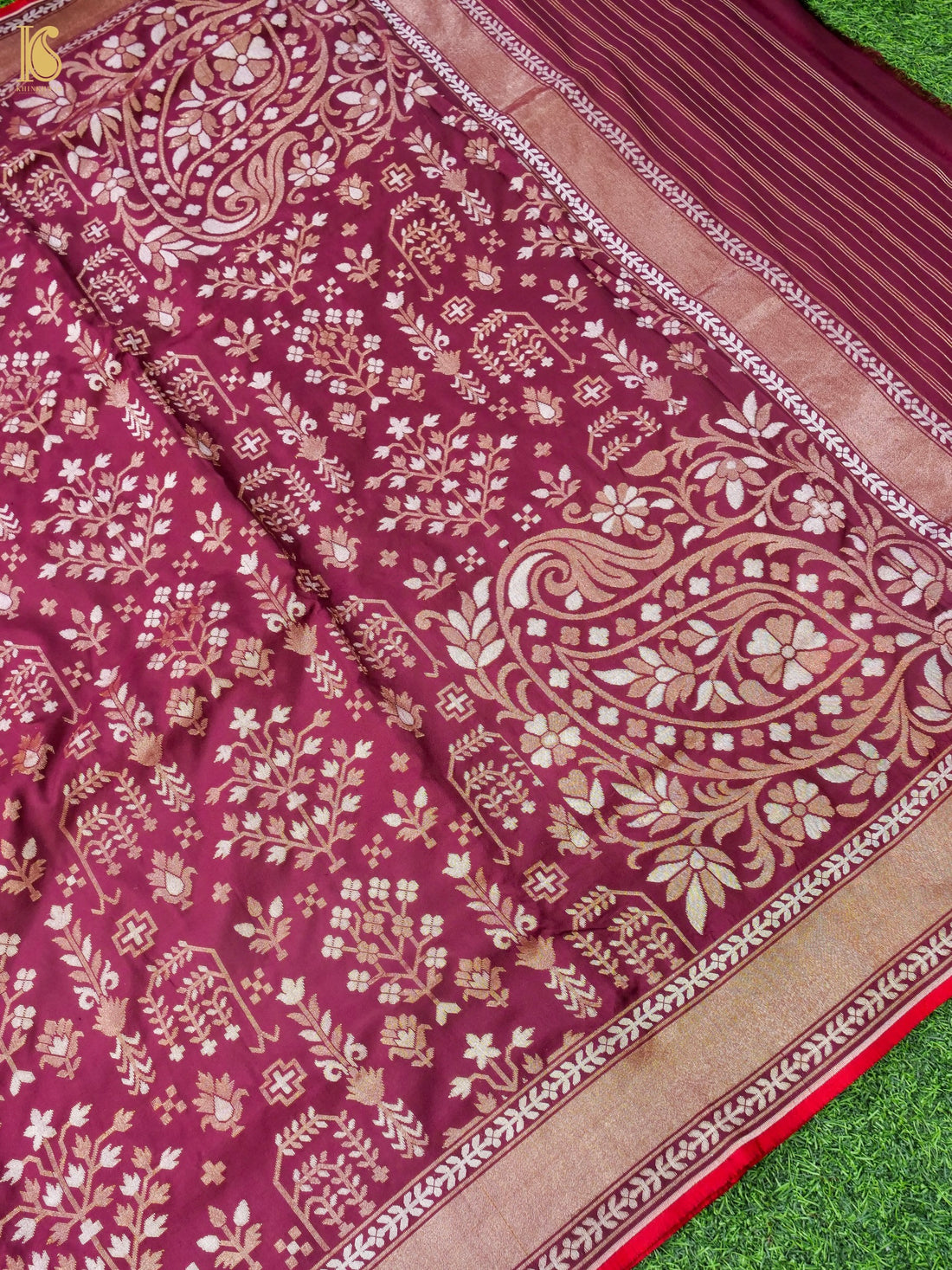 Banarasi Katan Silk Jamdani Saree in Wine Maroon