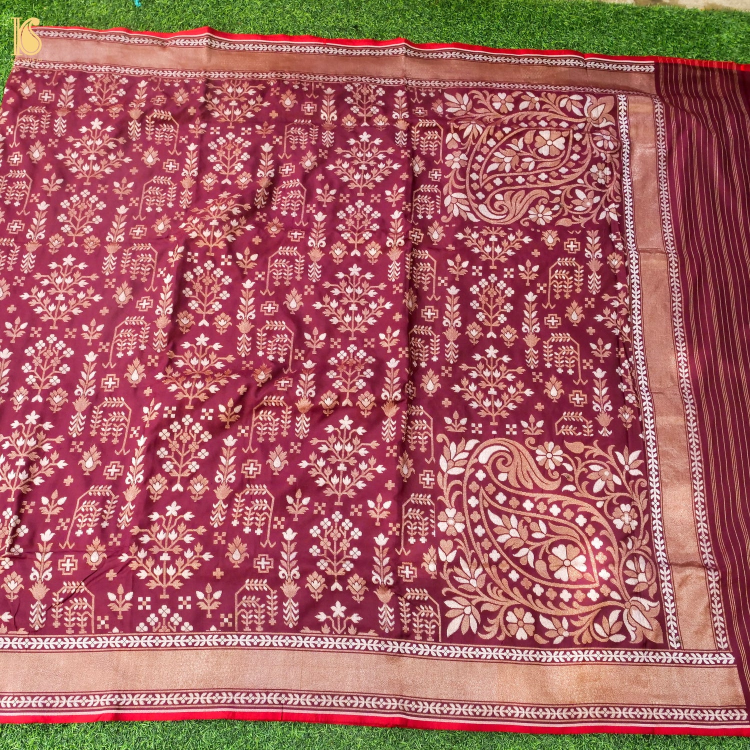 Banarasi Katan Silk Jamdani Saree in Wine Maroon