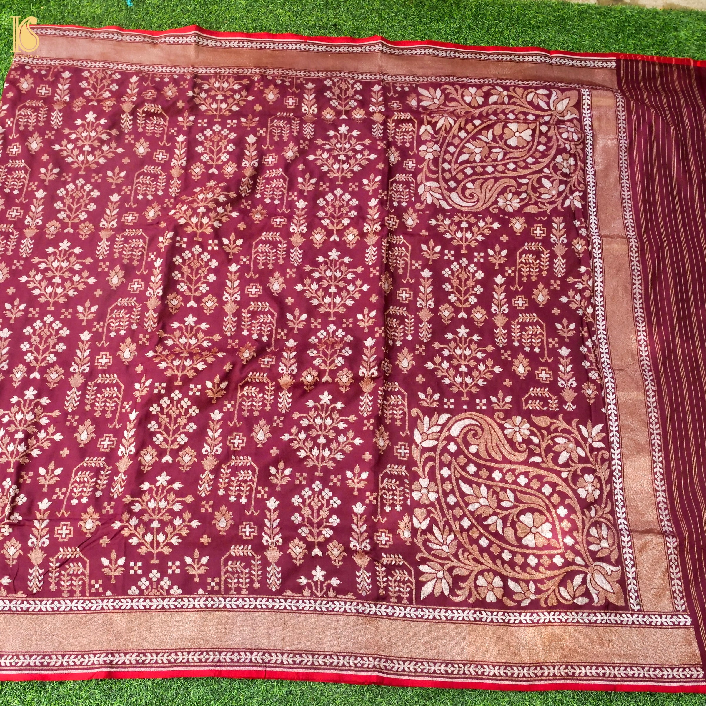 Banarasi Katan Silk Jamdani Saree in Wine Maroon