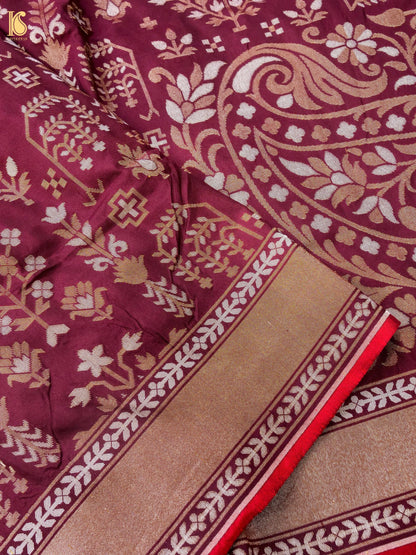 Banarasi Katan Silk Jamdani Saree in Wine Maroon