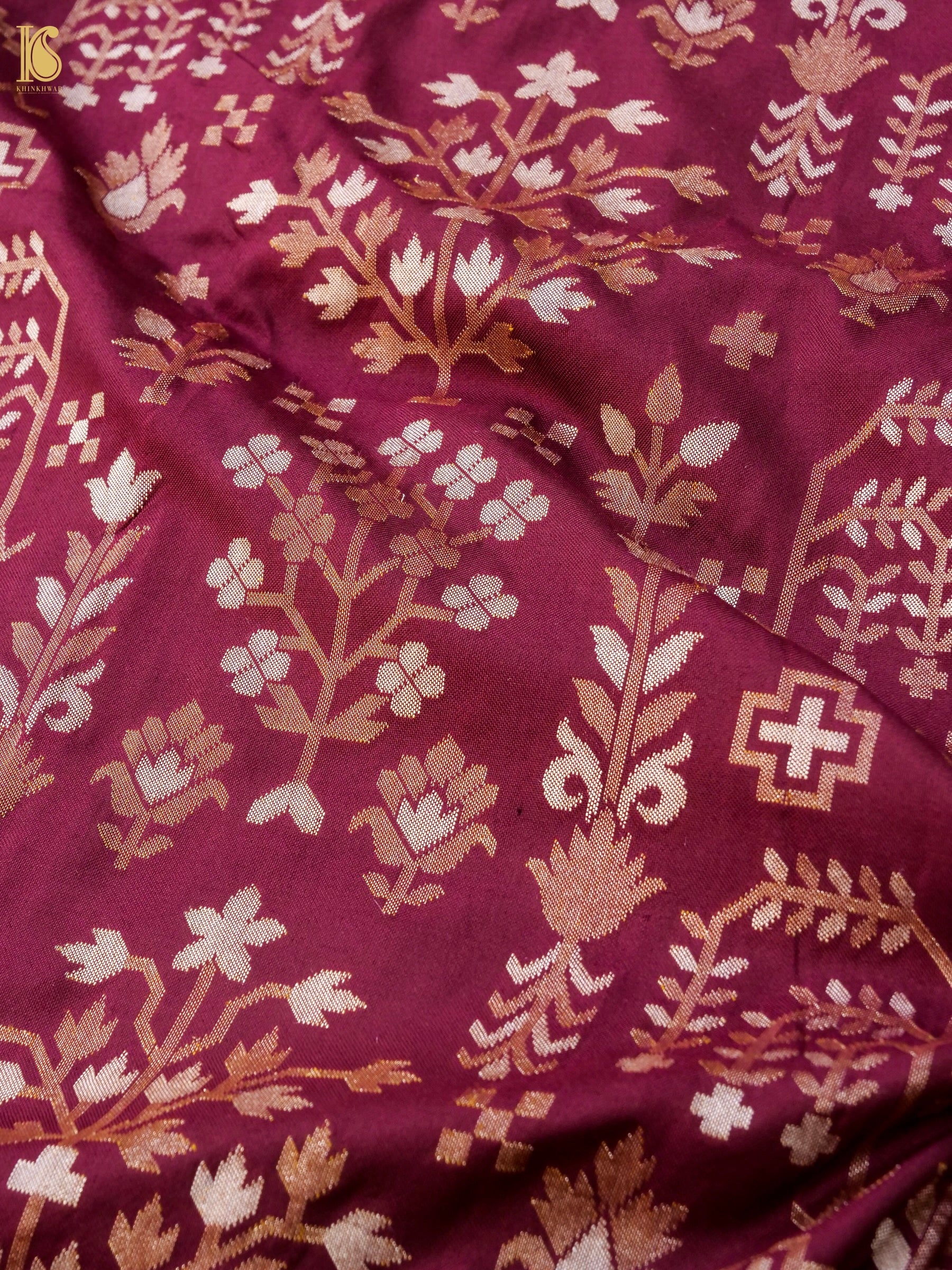 Banarasi Katan Silk Jamdani Saree in Wine Maroon
