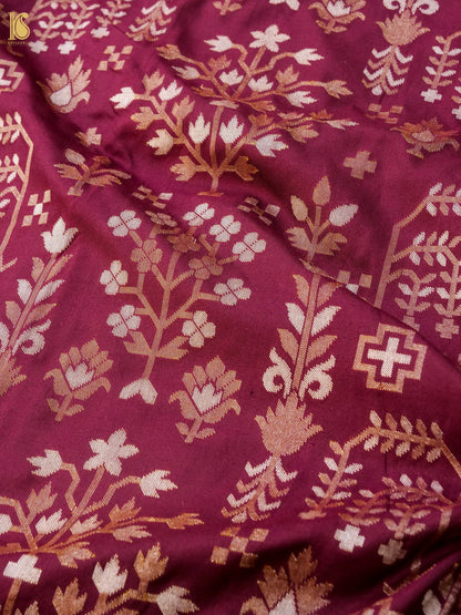 Banarasi Katan Silk Jamdani Saree in Wine Maroon