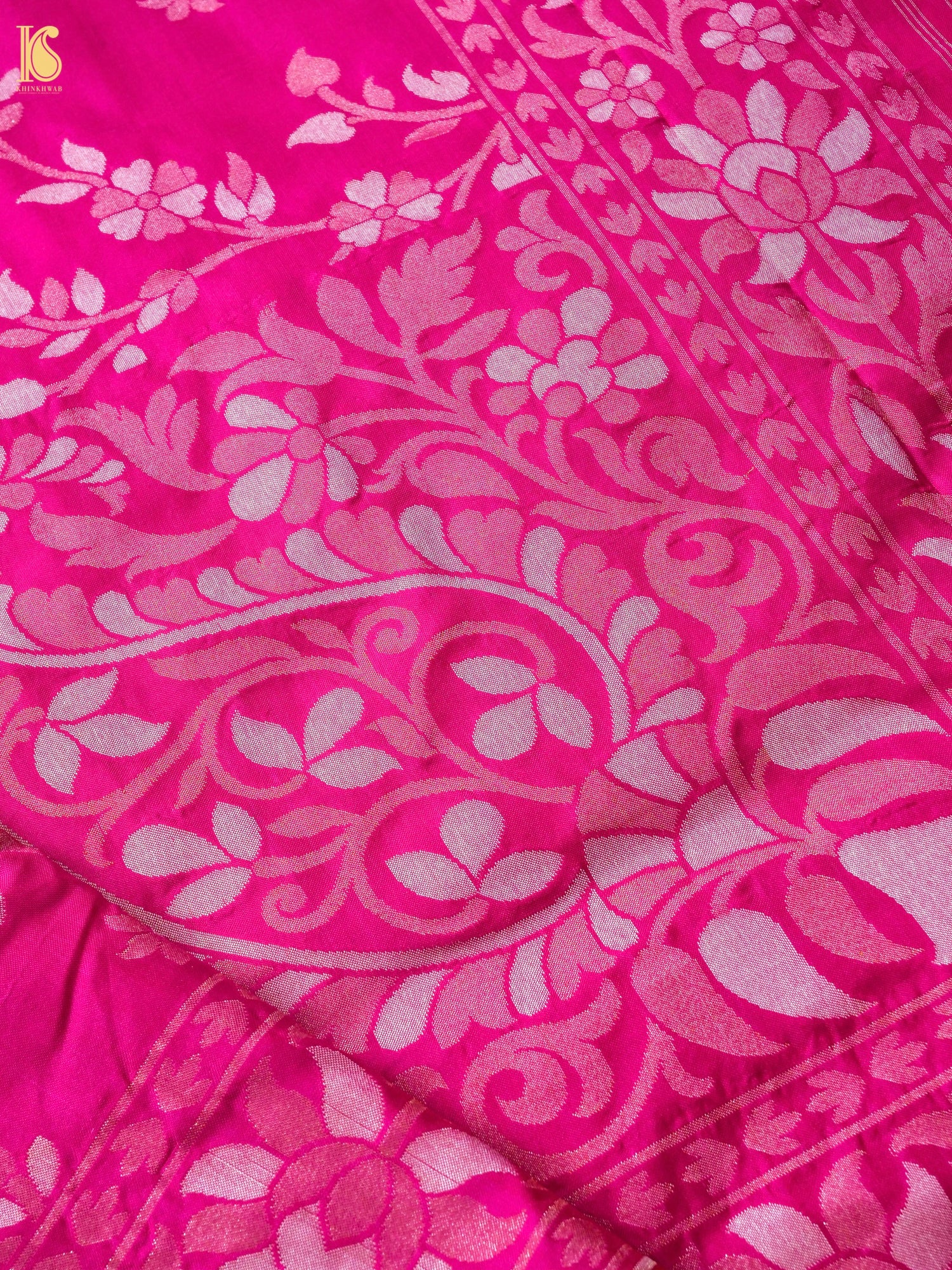 Banarasi Katan Silk Jamdani Saree in Rani Pink